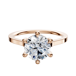 14K Rose Gold 6 Prong Hidden Halo Cathedral Flat 1.5mm Engagement Ring