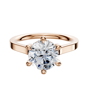 14K Rose Gold 6 Prong Hidden Halo Cathedral Flat 2.0mm Engagement Ring
