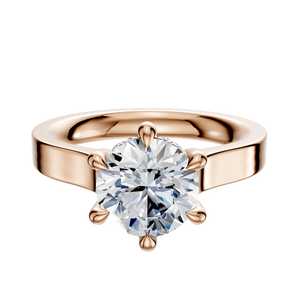 14K Rose Gold 6 Prong Hidden Halo Cathedral Flat 3.0mm Engagement Ring