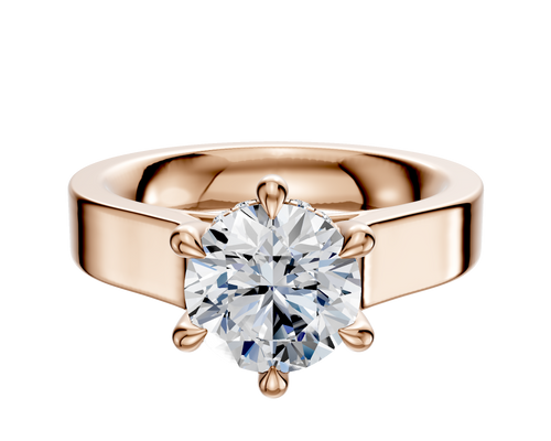 14K Rose Gold 6 Prong Hidden Halo Cathedral Flat 4.0mm Engagement Ring