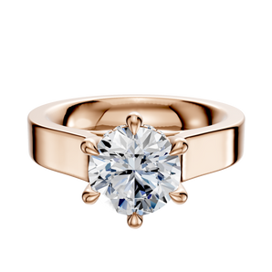 14K Rose Gold 6 Prong Hidden Halo Cathedral Flat 4.0mm Engagement Ring