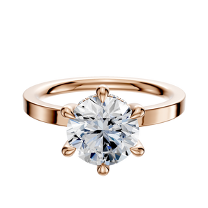14K Rose Gold 6 Prong Hidden Halo Classic Flat 2.0mm Engagement Ring