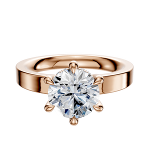 14K Rose Gold 6 Prong Hidden Halo Classic Flat 3.0mm Engagement Ring