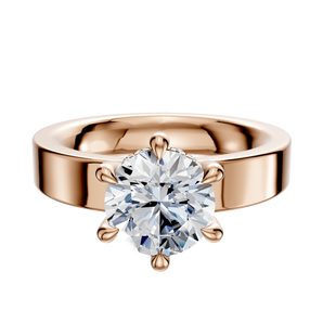 14K Rose Gold 6 Prong Hidden Halo Classic Flat 4.0mm Engagement Ring