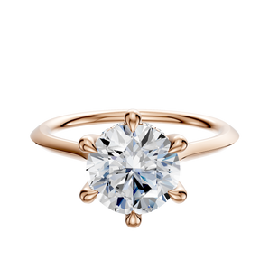 14K Rose Gold 6 Prong Hidden Halo Cathedral Knife Edge 1.5mm Engagement Ring