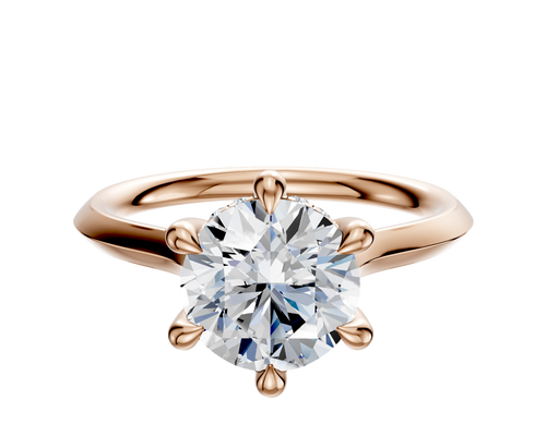 14K Rose Gold 6 Prong Hidden Halo Cathedral Knife Edge 2.0mm Engagement Ring