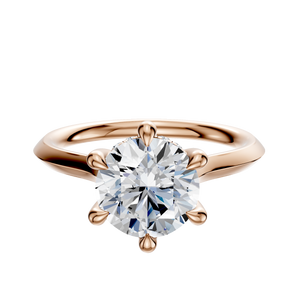 14K Rose Gold 6 Prong Hidden Halo Cathedral Knife Edge 2.0mm Engagement Ring