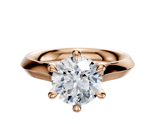 14K Rose Gold 6 Prong Hidden Halo Cathedral Knife Edge 3.0mm Engagement Ring