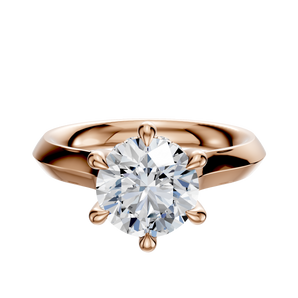 14K Rose Gold 6 Prong Hidden Halo Cathedral Knife Edge 3.0mm Engagement Ring