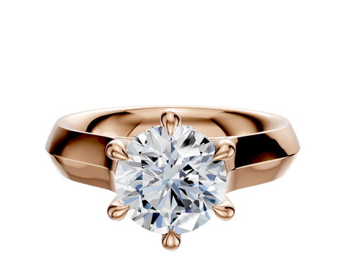 14K Rose Gold 6 Prong Hidden Halo Cathedral Knife Edge 4.0mm Engagement Ring