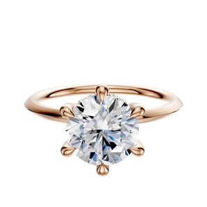 14K Rose Gold 6 Prong Hidden Halo Classic Knife Edge 1.5mm Engagement Ring