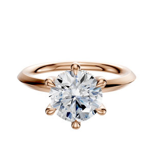 14K Rose Gold 6 Prong Hidden Halo Classic Knife Edge 2.0mm Engagement Ring
