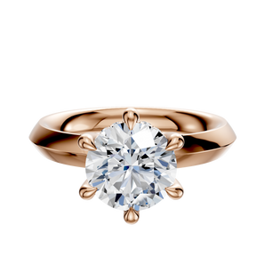 14K Rose Gold 6 Prong Hidden Halo Classic Knife Edge 3.0mm Engagement Ring