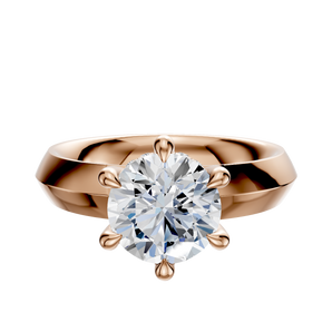 14K Rose Gold 6 Prong Hidden Halo Classic Knife Edge 4.0mm Engagement Ring