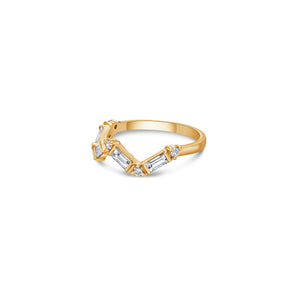 Double Dip Mixed Shape Ring with Baguette and Round Lab Diamonds