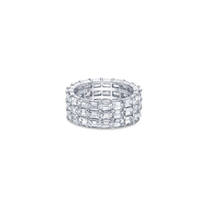 Three Row Eternity Band with Emerald Cut Lab Diamonds