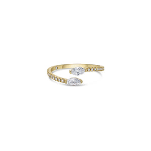 Duo Pavé Bypass Ring with Pear and Round Lab Diamonds
