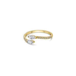 Duo Pavé Bypass Ring with Pear and Round Lab Diamonds