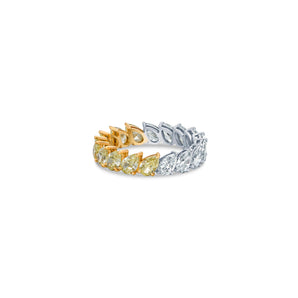 Half & Half Eternity Band with Yellow and White Pear Cut Diamonds