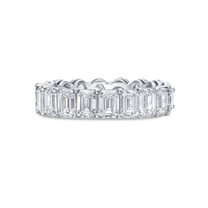 Half & Half Eternity Band with Emerald and Oval Cut Diamonds