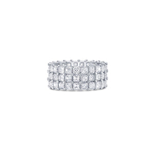 Three Row Eternity Band with Asscher Cut Lab Diamonds