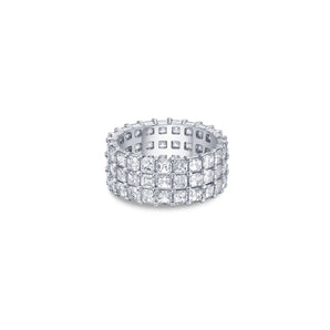 Three Row Eternity Band with Asscher Cut Lab Diamonds