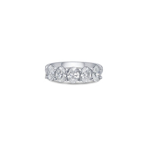 Five Stone Wide Band with Oval Cut Lab Diamonds