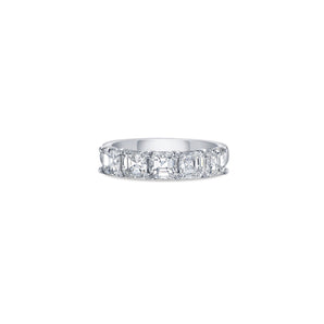 Five Stone Wide Band with Asscher Cut Lab Diamonds