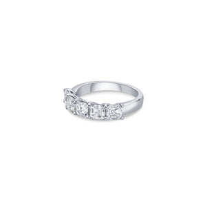 Five Stone Wide Band with Asscher Cut Lab Diamonds