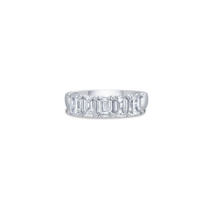 Five Stone Wide Band with Emerald Cut Lab Diamonds