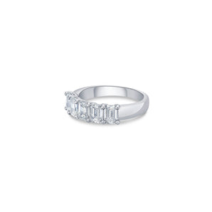 Five Stone Wide Band with Emerald Cut Lab Diamonds