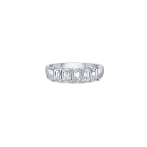 Five Stone Slim Band with Emerald Cut Lab Diamonds