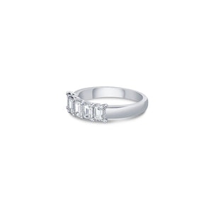 Five Stone Slim Band with Emerald Cut Lab Diamonds