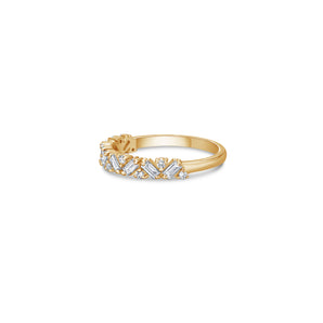 Zig Zag Mixed Shape Ring with Round and Baguette Lab Grown Diamonds