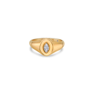 Peek Signet Ring with Marquise Lab Diamond