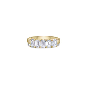 Five Stone Classic Band with Emerald Cut Lab Diamonds