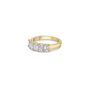 Five Stone Classic Band with Emerald Cut Lab Diamonds