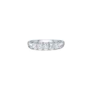 Five Stone Slim Band with Princess Cut Lab Diamonds