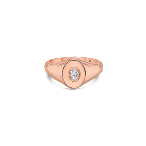 Oval Signet Ring with Diamonds
