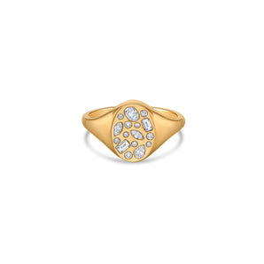 Sprinkle Signet Ring with Lab Diamonds