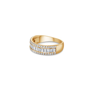 Line Mixed Shape Band Ring with Baguette and Round Lab Diamonds