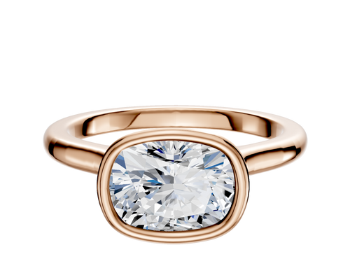 14K Rose Gold Bezel Full Bezel East/West Cathedral Dome 2.0mm Engagement Ring