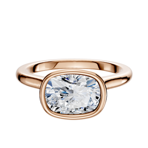 14K Rose Gold Bezel Full Bezel East/West Cathedral Dome 2.0mm Engagement Ring