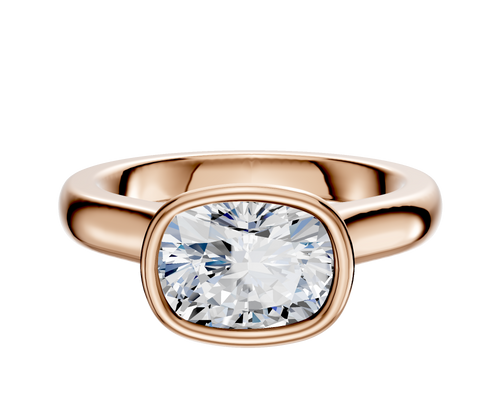 14K Rose Gold Bezel Full Bezel East/West Cathedral Dome 3.0mm Engagement Ring