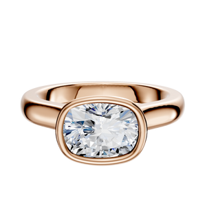 14K Rose Gold Bezel Full Bezel East/West Cathedral Dome 3.0mm Engagement Ring