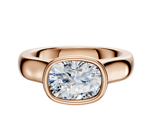 14K Rose Gold Bezel Full Bezel East/West Cathedral Dome 4.0mm Engagement Ring