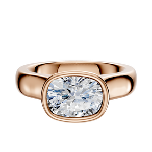 14K Rose Gold Bezel Full Bezel East/West Cathedral Dome 4.0mm Engagement Ring