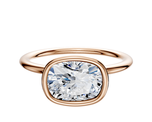 14K Rose Gold Bezel Full Bezel East/West Classic Dome 1.5mm Engagement Ring