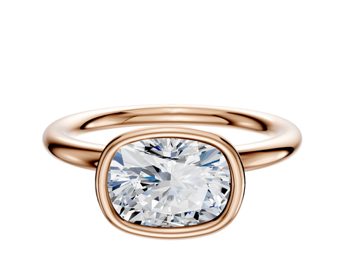 14K Rose Gold Bezel Full Bezel East/West Classic Dome 2.0mm Engagement Ring