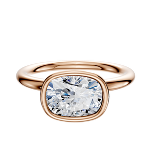 14K Rose Gold Bezel Full Bezel East/West Classic Dome 2.0mm Engagement Ring